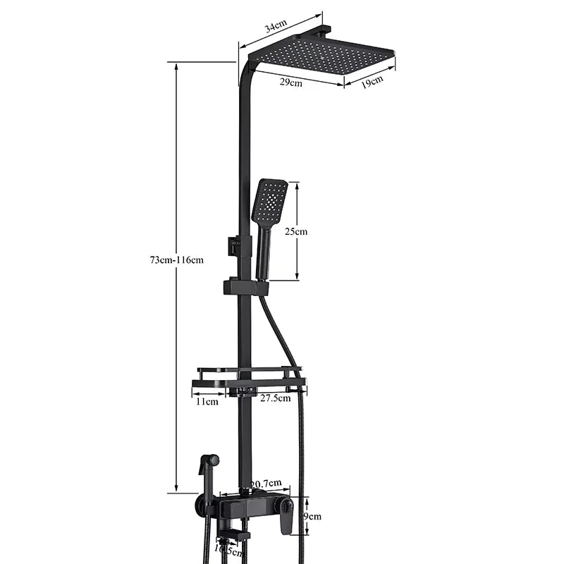 Chrome/Black Thermostat Shower Faucet Ways Bathroom Faucet
