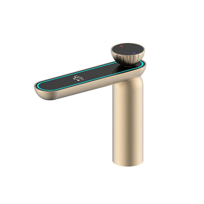 Zappo Gun Gray Digital Display Bathroom Faucet Brass