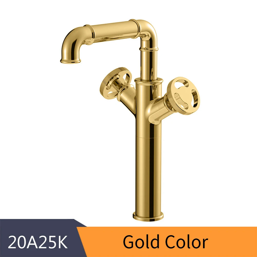 Basin Faucets Retro Industrial Style Matte Black Brass