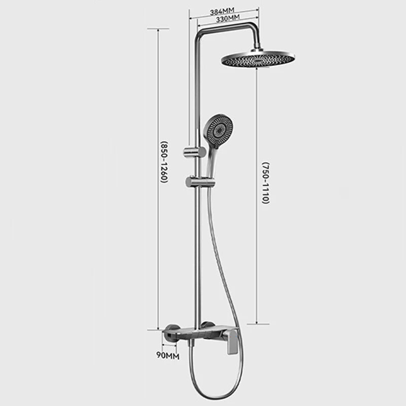 Gun Gray Bathroom Shower System Rainfall Piano Keys