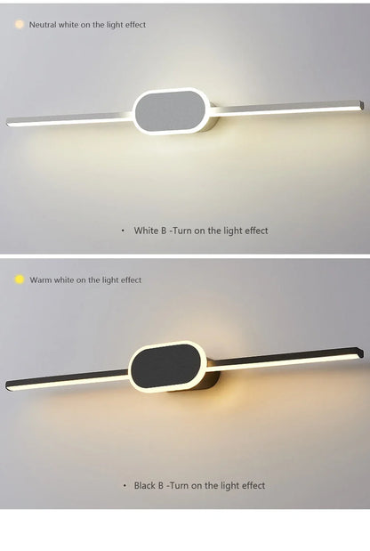 Modern Luxury Bathroom Wall Lamp Black White Aluminum