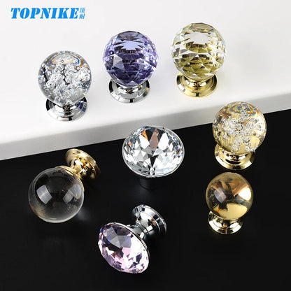 Colorful Crystal Glass Ball Pulls Knobs Wardrobe Door