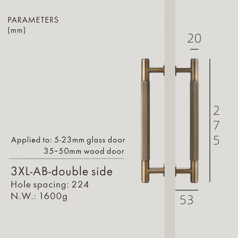 Dooroom Antique Brass Door Double Sided Knurled Pull