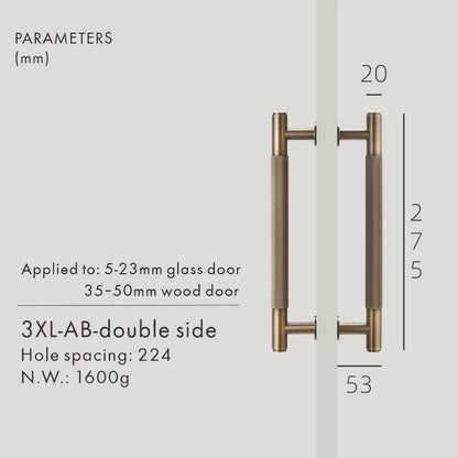 Dooroom Antique Brass Door Double Sided Knurled Pull