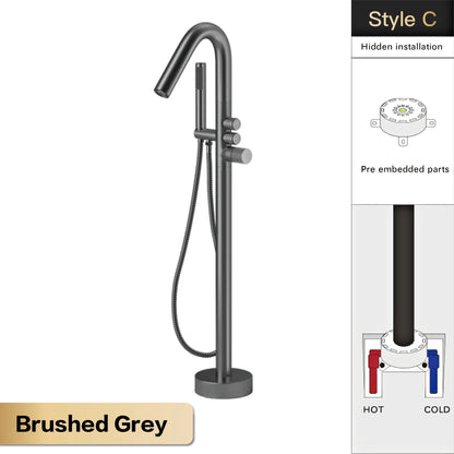 Aitna Gold Brass Luxury Bathroom Faucet Floor Standing