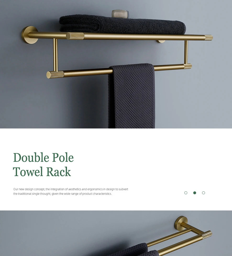 Gold Bathroom Towel Bar Bath Robe Hook Brass