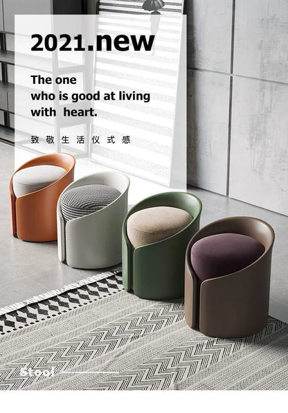 Nordic-Style Round Pouf Versatile Multipurpose Stool Vanity Shoe