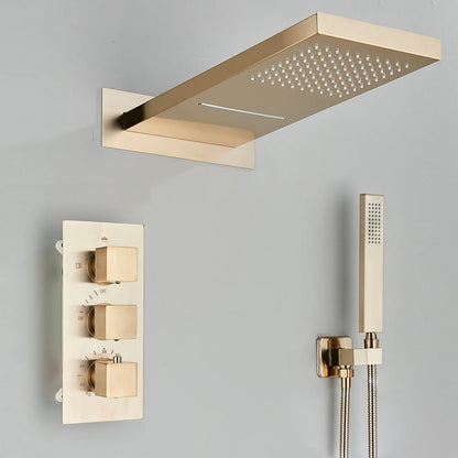 Rozin Matte Black Thermostatic Shower Faucet Wall Mount