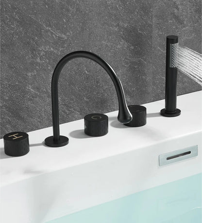 Gray Luxury Brass Deck-Mounted 5-Holes Bathroom Bath Tub