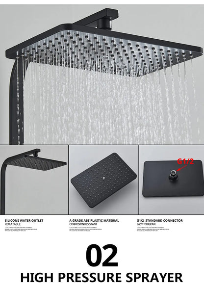 Bath Thermostatic Digital Display Shower Faucet Rain Shower