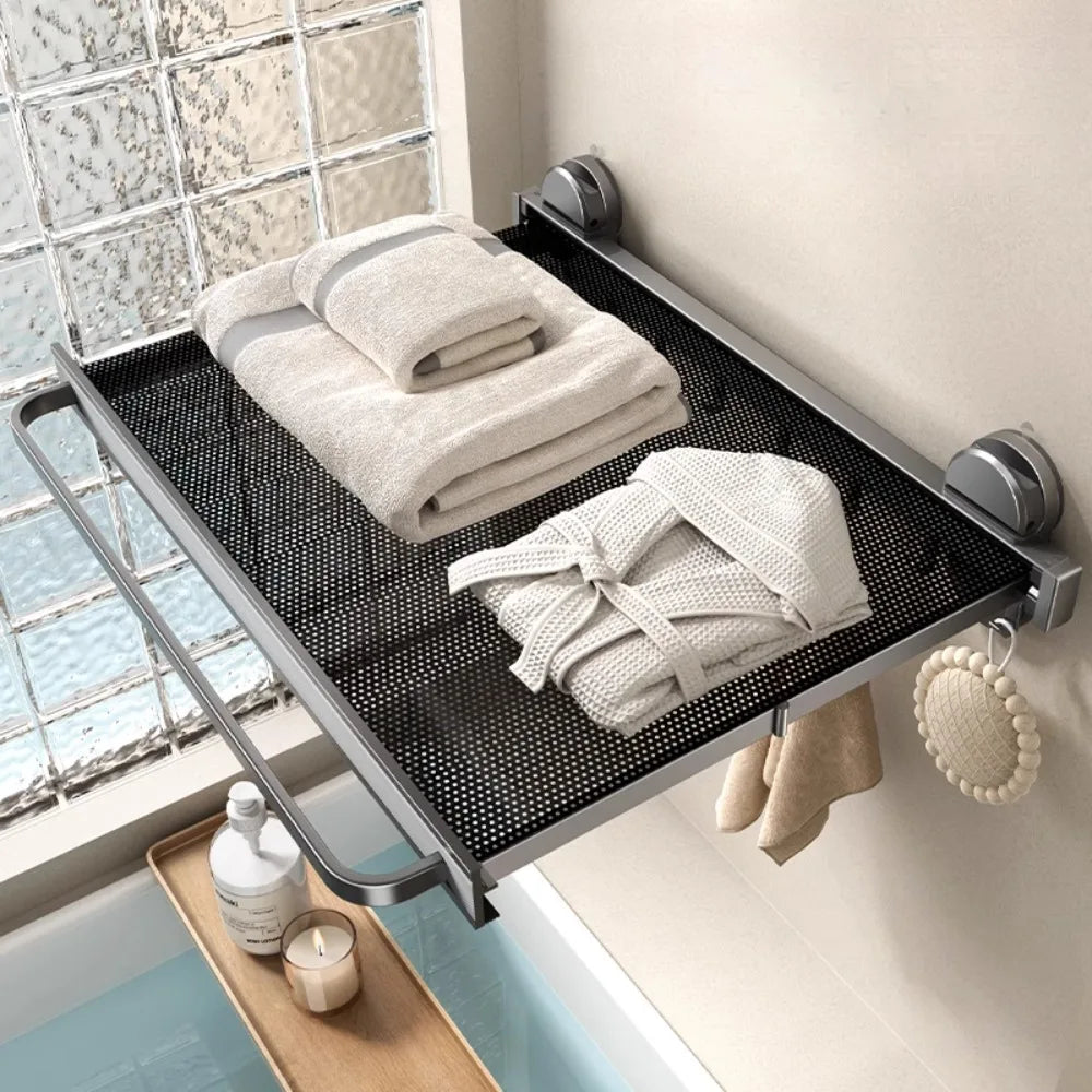 Bathroom Suction Cup Telescopic Bath Towel Rack Towel