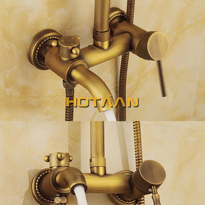 Wall Mounted Mixer Valve Rainfall Antique Brass Shower