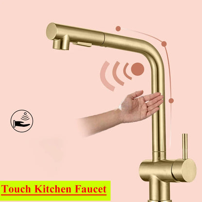 Touch On Pull Out Sink Faucet Stainless Steel