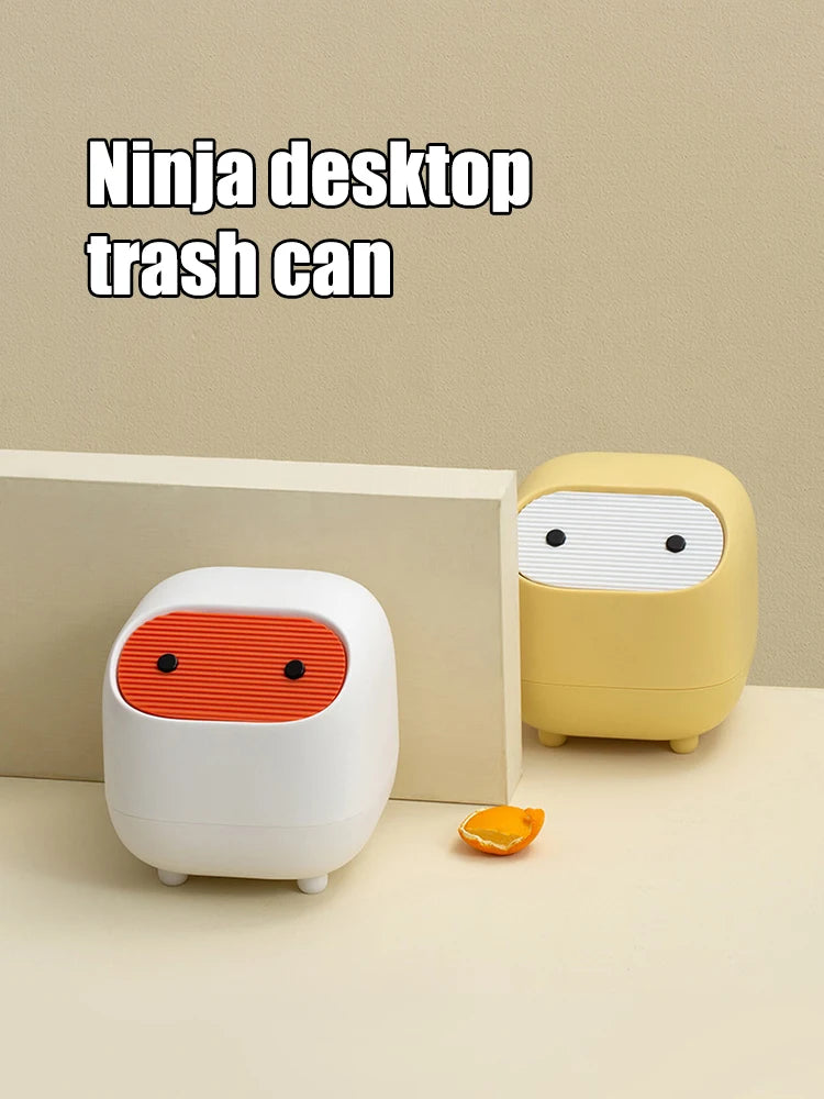 Mini Trash Can Lid Cute Ninja Desktop Trash