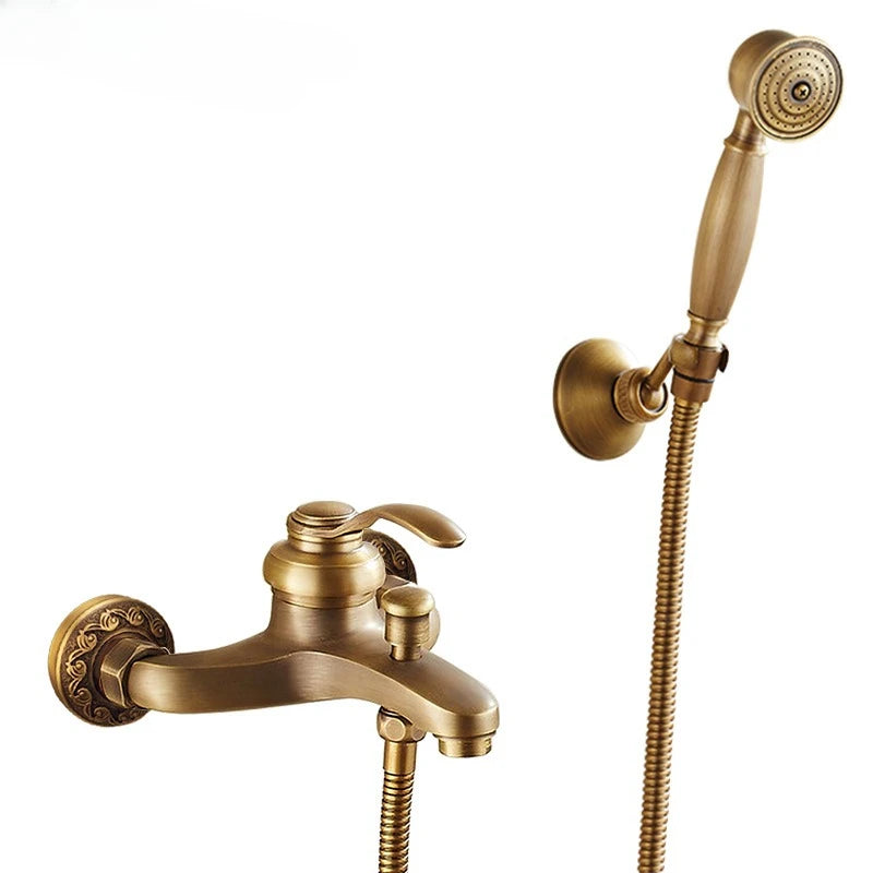 Antique Brass Simple Shower Without Overhead Spray Handheld