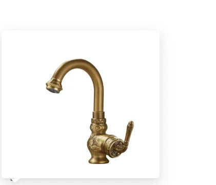 Antique Carved Bathroom Faucet Basin Faucets Brass &
