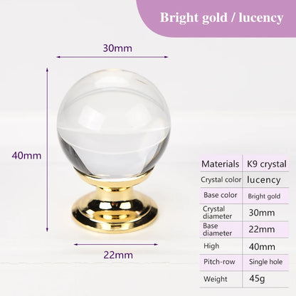 Colorful Crystal Glass Ball Pulls Knobs Wardrobe Door