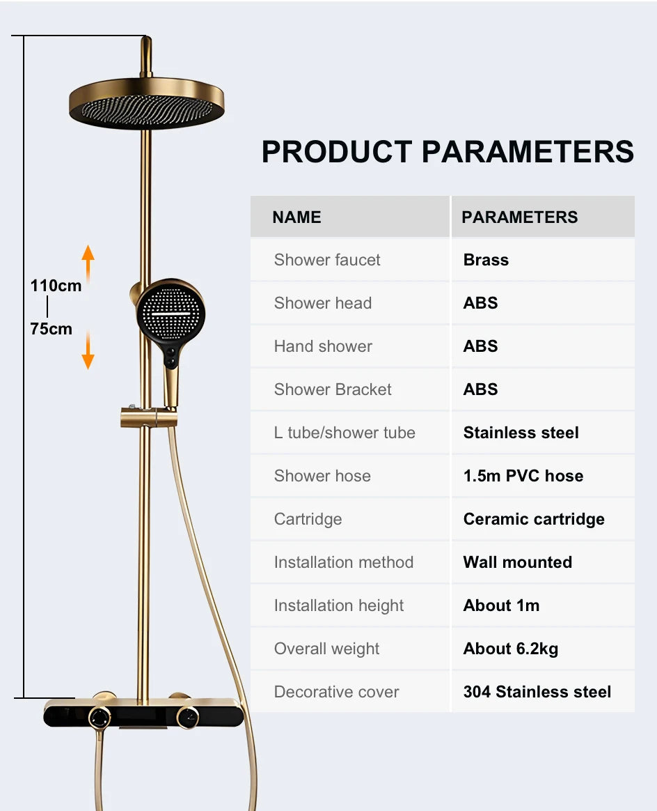 Vgx Gold Shower System Bathroom Shower Faucet 3-Way