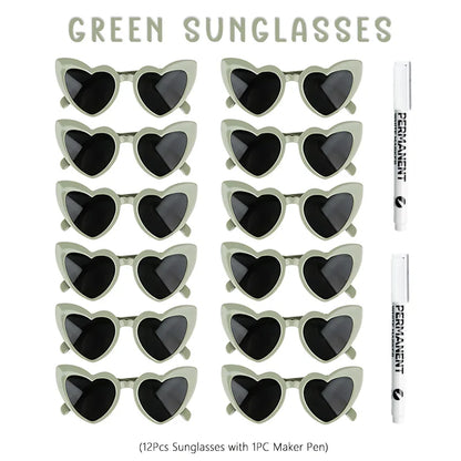12-100pcs Wedding Sunglasses Guests Heart Shaped Sunglasses