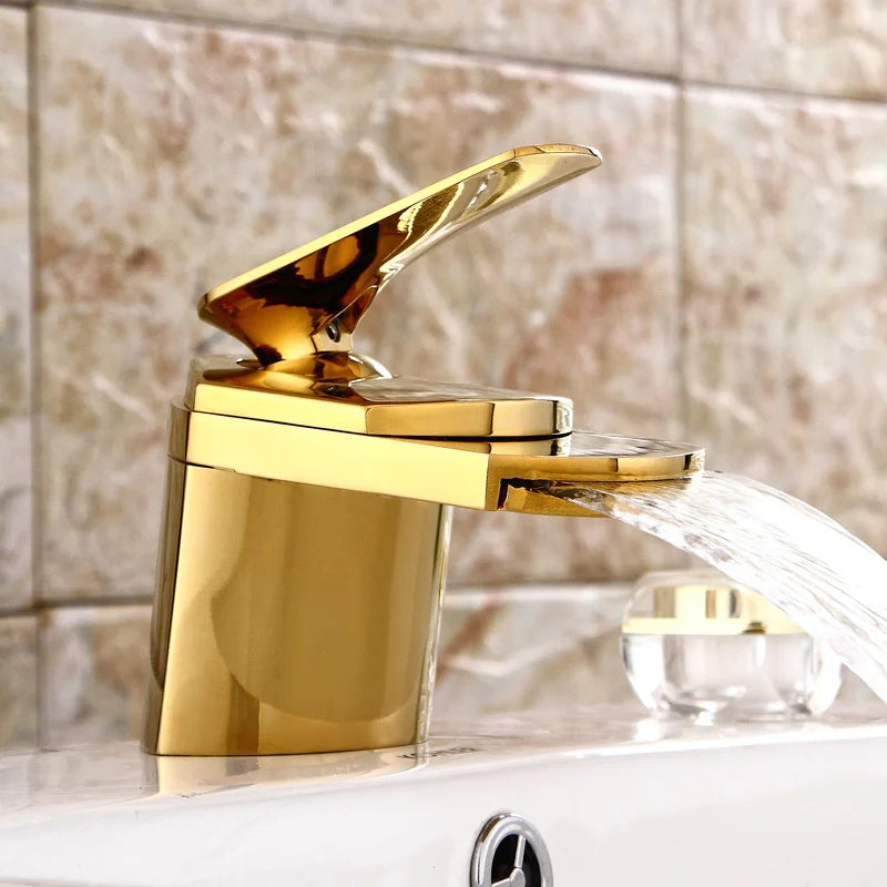 Becola All Copper Gold/Chrome/Brushed Duckbill Waterfall Faucet