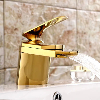 Becola All Copper Gold/Chrome/Brushed Duckbill Waterfall Faucet
