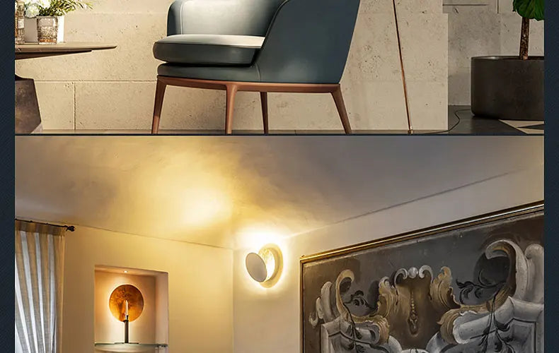 Modern Texture Designer Round Wall Lamp Rotatable Black