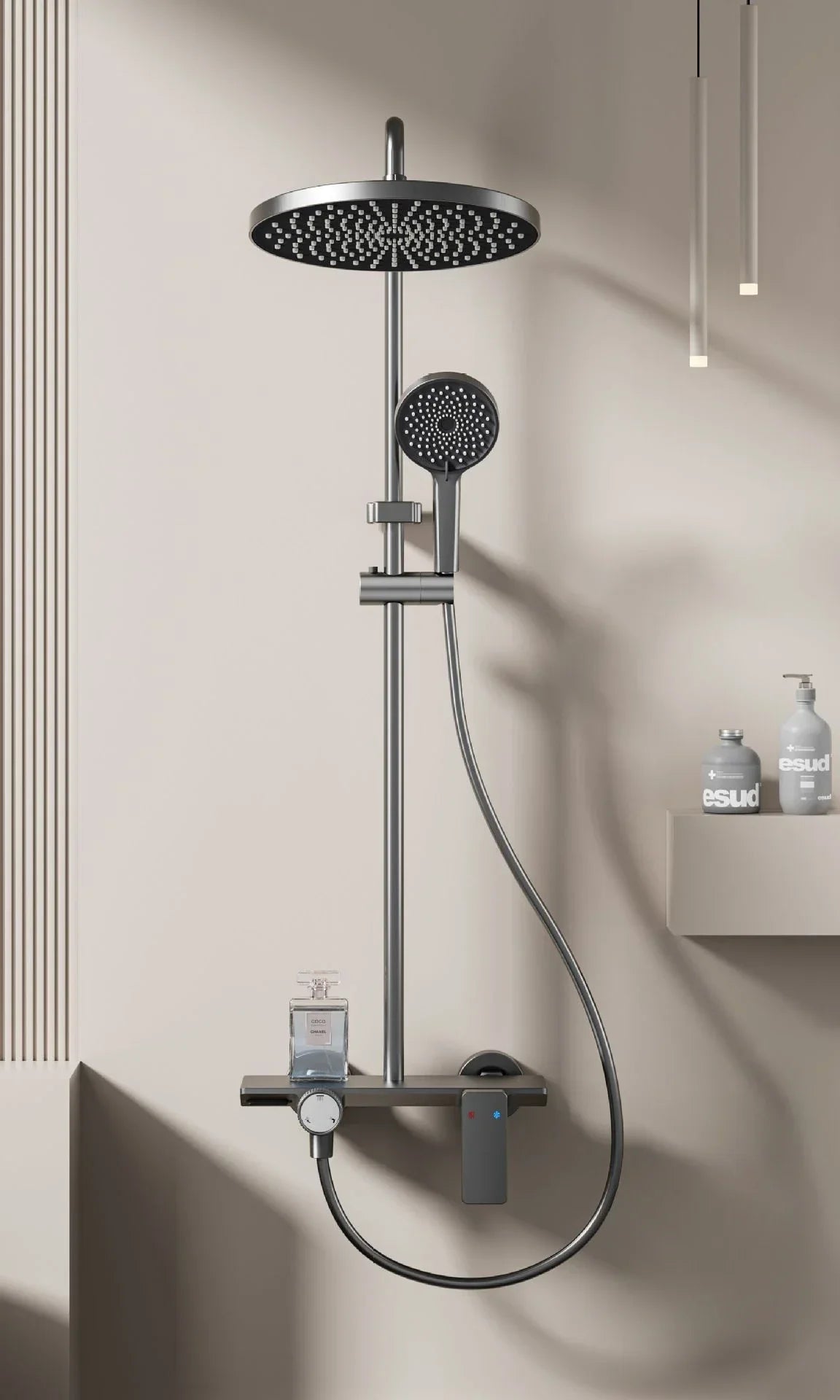 Grey Knob Type Three Ways Water Outlet Shower
