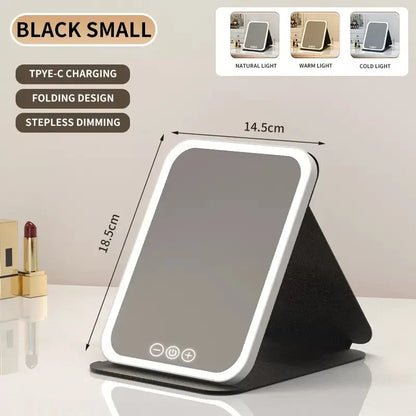 Led Lighted Makeup Mirror Foldable Rechargeable - Compact