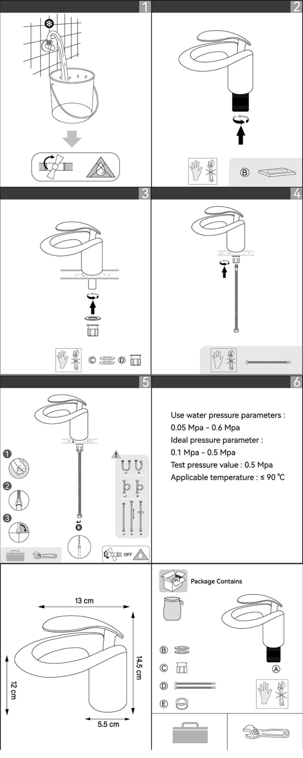 Tolm Waterfall Basin Faucet Water Tap Chrome Bathroom