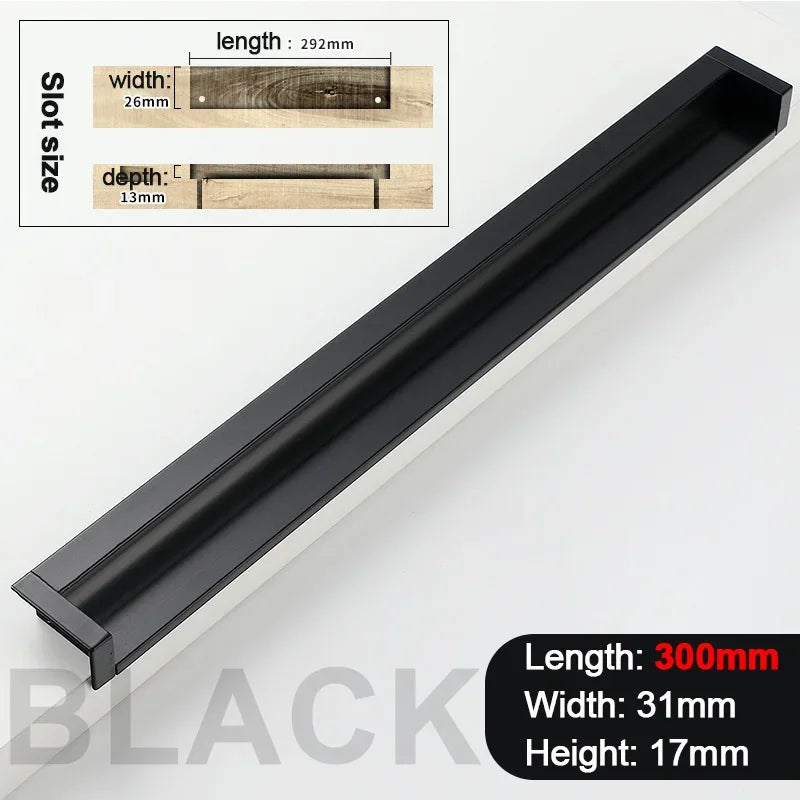 100-400mm Recessed Cabinet Drawer Pull Handle Bathroom Furniture