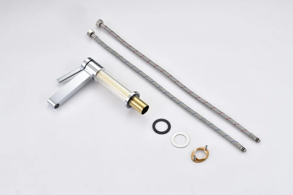 Yellow Bathroom Basin Faucet Acrylic Brass Cold Water