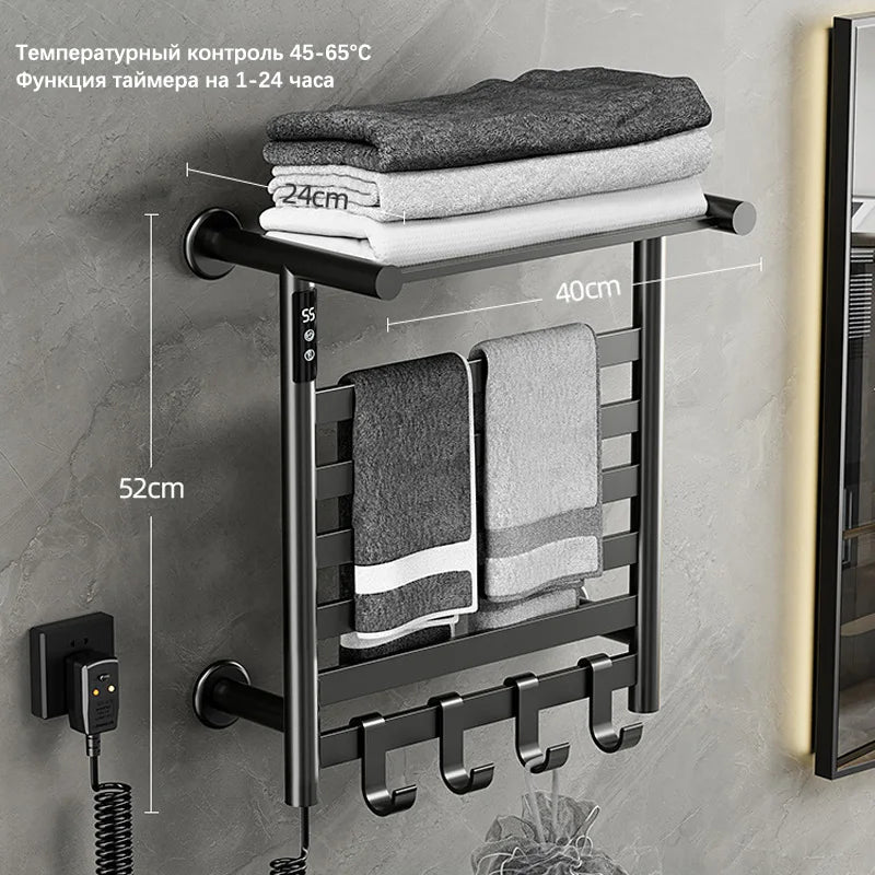 Black/White/Gray Towel Dryer Digital Display Electric Towel Rack