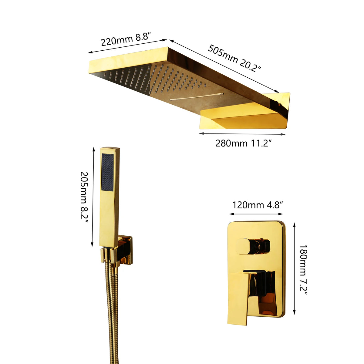 Sinlaku Golden Black Bathroom Shower Systerm Hand Spray