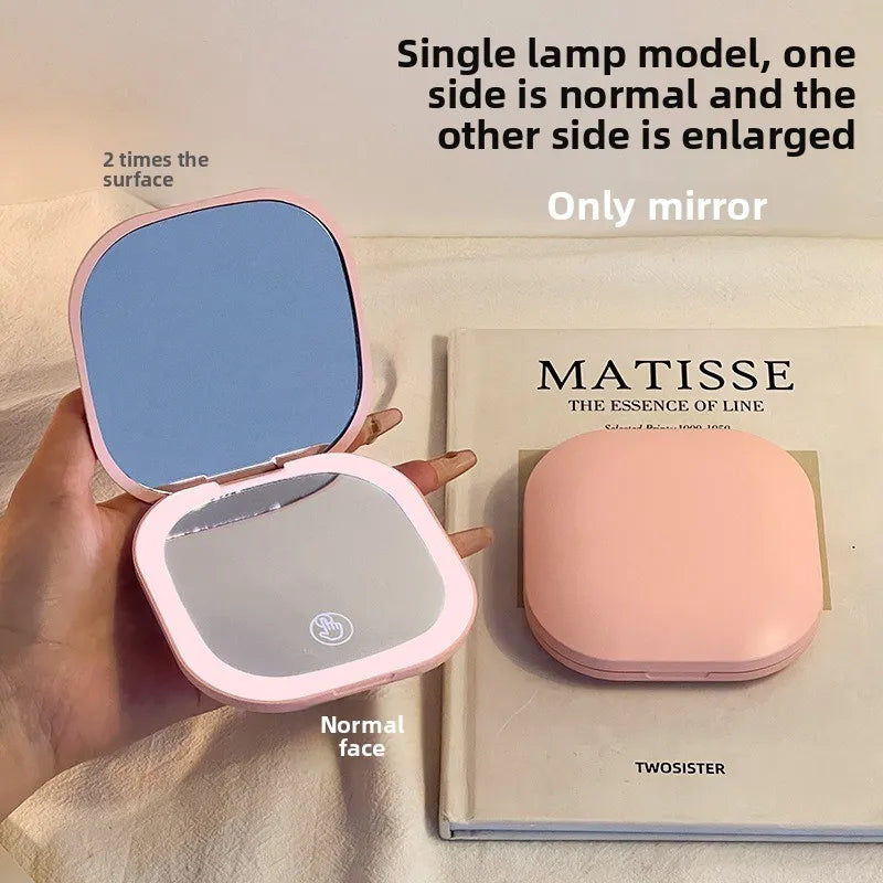 1pcs Makeup Mirror Women Handheld Led Light Folding