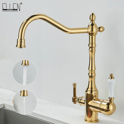Antique Brass Faucets 360 Rotate Swivel Faucet Cold