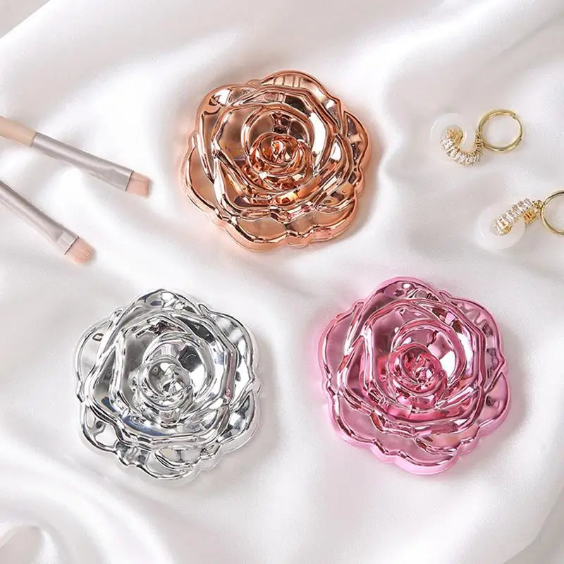 Double Sided Pocket Mirror Retro Rose Pattern Compact