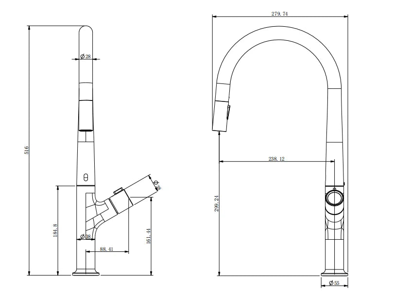 Gunmetal Faucets Pull Out Cold Faucet Sensor Telescopic