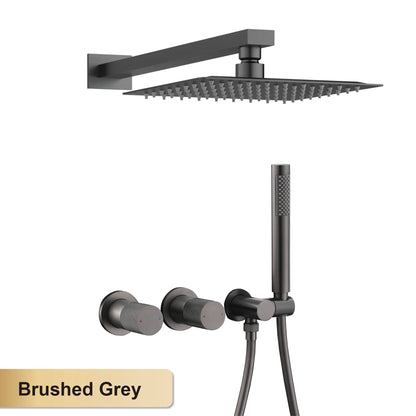Luxury Bathroom Brass Gun Grey Wall-Mounted Shower System