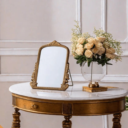 Vintage French Baroque Ornate Wall Mirror Arched Gold