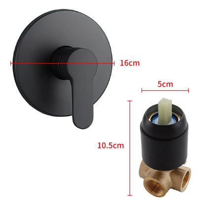 Brass Bathroom Shower Faucet Wall Round Black Mixer
