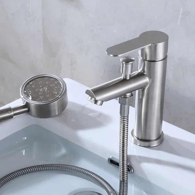 Cold Water Bathroom Basin Faucet Shower Head Shampoo
