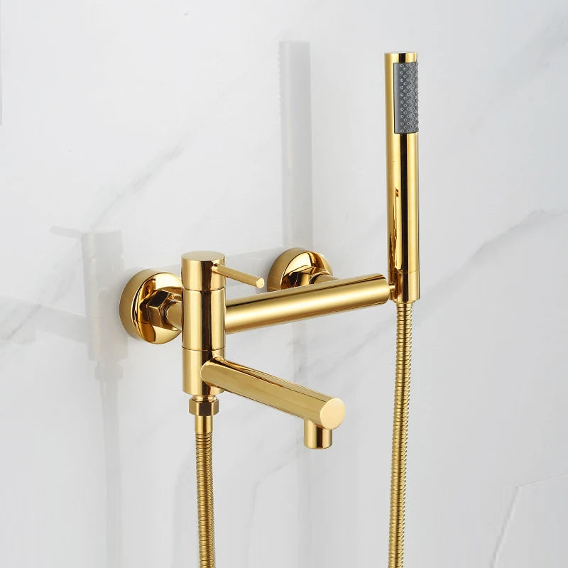 Bathtub Shower Faucet Brass Handle Waterfall Spout Wall