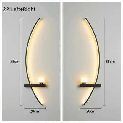 Modern Led Simple Art Bedroom Bedside Wall Lamp