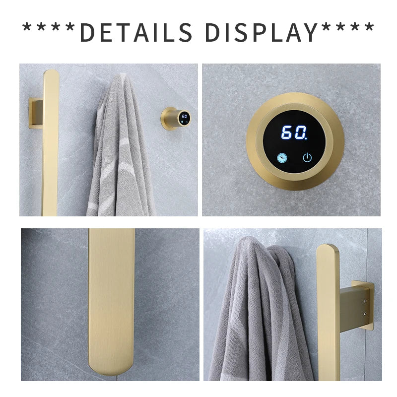 Gold Vertical Heated Towel Rail Large Towels &