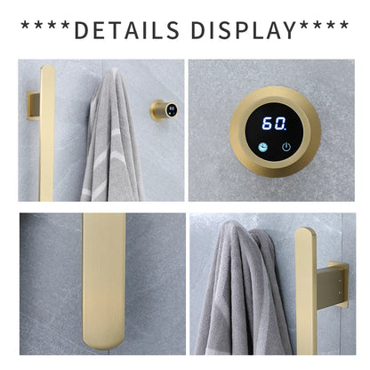 Gold Vertical Heated Towel Rail Large Towels &