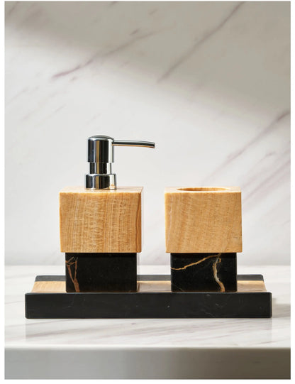 Nordic Color-Blocked Marble Lotion Bottle Aromatherapy Tray