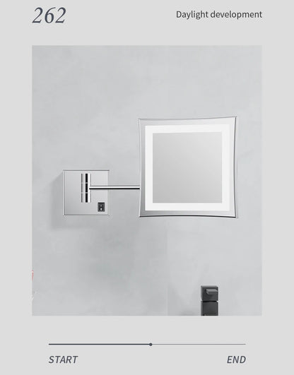 Square Touch Bathroom Mirror Wall Mounted Lighted Bathroom