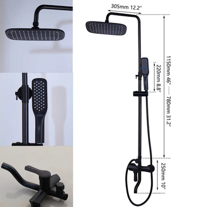 Kemaidi Matte Black Shower Wall Mounted Rainfall Shower