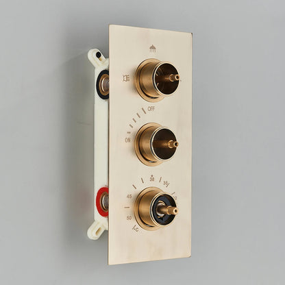 Brushed Gold Thermostatic Shower Mixer Valve Brass 3-Ways