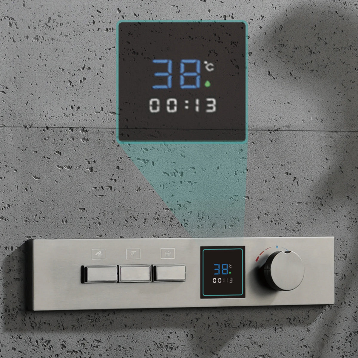 Luxury Gun Gray Brass Shower System Led Digital